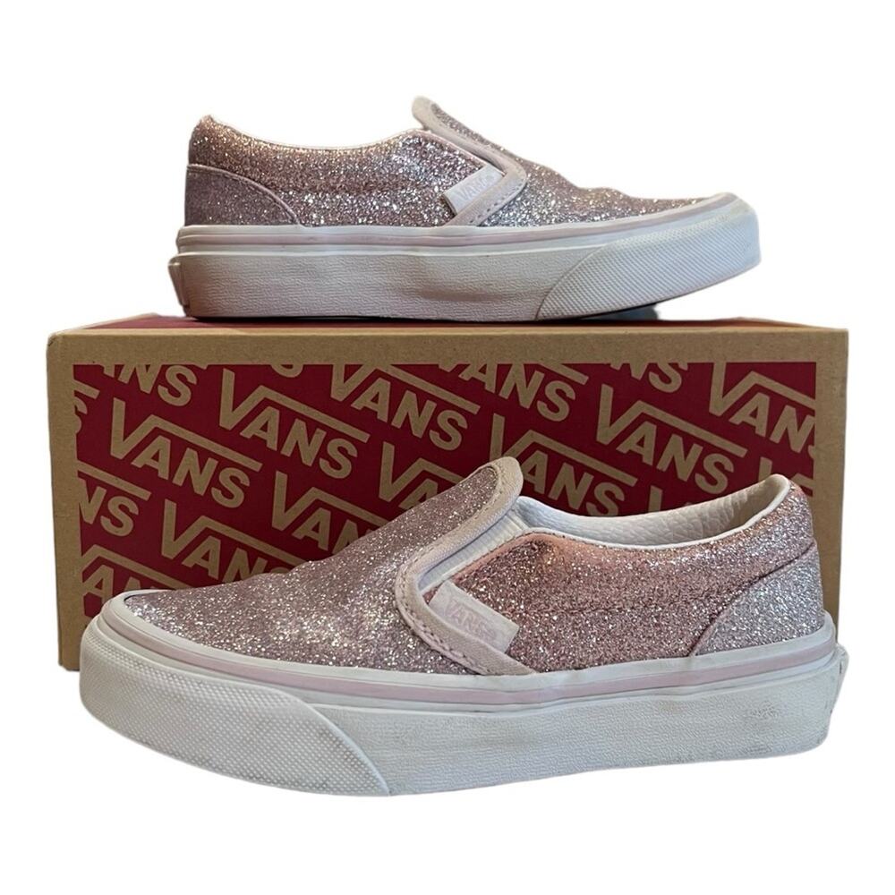 Vans Kids Glitter Pink Slip-On Sneakers
